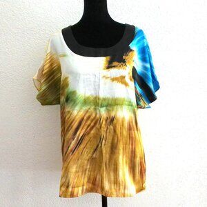 Madison Paige, Multi color abstract short sleeves shirt,